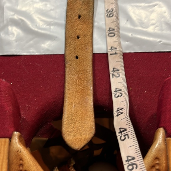 Vintage Brown Leather Belt with Black Heart Motif and Brass Initials HFP - Picture 5 of 10